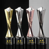 Trophée en métal cristallin personnalisable, récompense créative pour les employés excellents et les équipes, trophée or, argent, cuivre