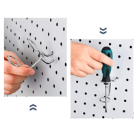 Support de rangement pour tournevis à double anneau métallique pour panneau perforé, organisateur d'outils à main, crochet pour panneau perforé pour garage et établi