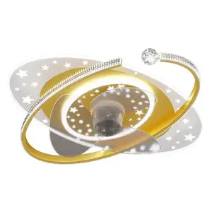 Slimme Slaapkamer Woonkamer Eettafel Luxe Metalen Acryl Aluminium Gouden Zwart Led Licht Ventilator Plafond