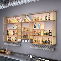 Meubles de bar de taverne commerciale au design moderne, étagères à vin murales en fer multicouches, meubles en bois pour la maison
