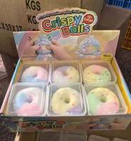 Mainan Donat Pelangi 7.5cm, Renyah, Buatan Tangan, Tekstur Lembut, Suara Berdenting, Lapisan Lilin, Isi Tanah Liat, Pereda Stres, Mainan Fidget untuk Remaja & Dewasa
