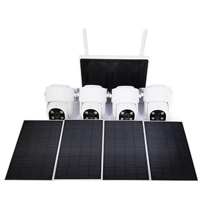 Sistem Analog Ahd Rumah 4 Kanal Tuya Nvr Wifi Tenaga Surya Penglihatan Malam Full HD Kamera Keamanan Nirkabel Kit CCTV untuk CCTV