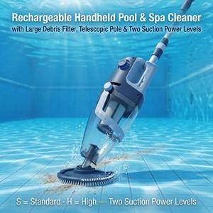 Nettoyeur de <span class=keywords><strong>piscine</strong></span> et de spa <span class=keywords><strong>automatique</strong></span> rechargeable à haute efficacité avec un grand filtre à débris, un manche télescopique et deux niveaux de puissance d'aspiration - Product Image 1
