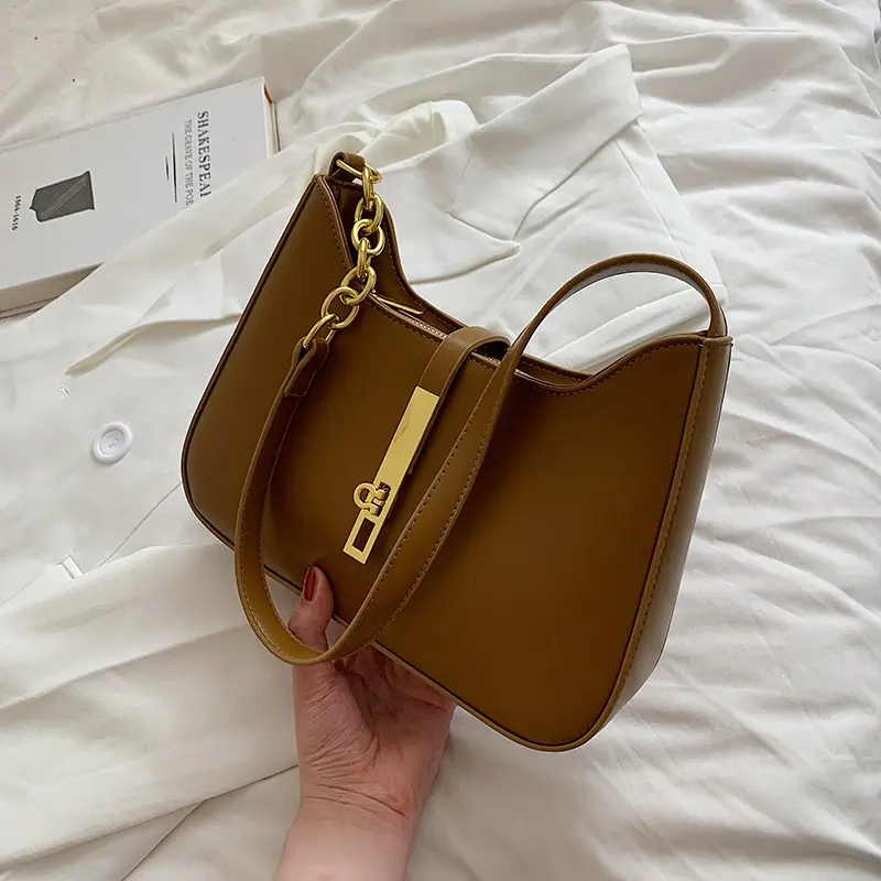 Tas tangan wanita Fashion tas selempang kulit coklat tas bahu PU tas tangan wanita grosir tas tangan