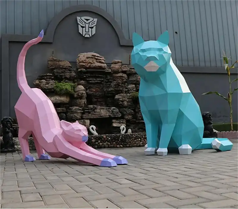 メーカーカスタマイズ大型動物抽象猫像彫刻屋外ガーデン用