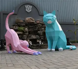 야외 정원을위한 제조업체 맞춤형 대형 동물 추상 고양이 동상 조각