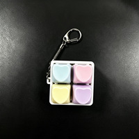 Porte-clés clavier 2x2 carré en forme de cœur, solide et coloré, avec LED, anti-stress, mini clavier testeur de commutateurs