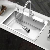 Évier de cuisine moderne en acier inoxydable SUS304 à cuve unique, avec cascade et pluie, ensemble multifonctionnel pour projets d'appartements