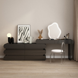 Toeletta Moderna e Semplice per Camera da Letto Femminile con Specchio LED, Cassetti e Struttura in Legno - Nuovo Design di Tendenza per Appartamenti - Product Image 1