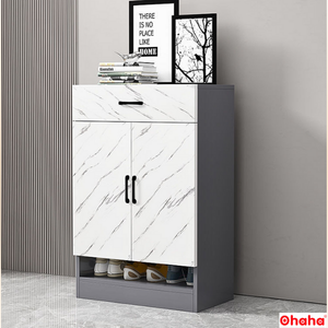 ช่องใส่รองเท้าแบบฝาพับเปิดออกเพื่อง่ายต่อการเข้าถึงตู้รองเท้าอัจฉริยะระดับพรีเมียมพร้อมลวดลายหินอ่อนดีไซน์ทันสมัย - Product Image 5