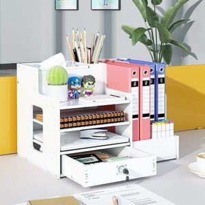 Multi Layer Desk File Rack PVC Storage Organizer For Office Student Desktop Use - Product Image 2
