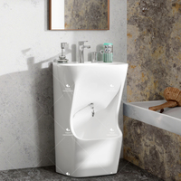 Évier de Wudū en Céramique à Double Niveau Monté au Sol, Bassin de Lavage de Pieds Musulman, Évier d'Ablutions avec Piédestal en Gros à Vendre