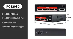 HUOYI OEM 4/6/8/16 Porta POE switch 48V Ativo POE IEEE802.3 AF/AT interruptor poe não gerenciado para câmera ip