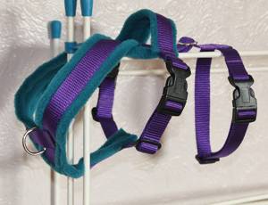 Harnais pour chien doublé en polaire, anti-évasion, sécurisé, anti-traction, poignée supérieure, anneau en D frontal, pour promenades, haute visibilité, vert sarcelle, violet, taille S - Product Image 2