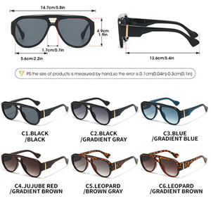 Lunettes de soleil surdimensionnées de style aviateur avec logo personnalisé, monture large vintage 2026, double pont, protection UV400, pour hommes et femmes - Product Image 6