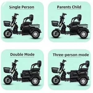 Scooter à 3 roues pour adultes, <span class=keywords><strong>1000W</strong></span> 60V, puissant, petit tricycle électrique familial pour personnes âgées, enfants, hommes, femmes, rouge, vert - Product Image 2
