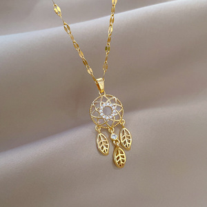 Feiye Cradle Dream Net's Popular Nuevo collar con colgante chapado en oro de cristal de acero inoxidable Unisex de moda único - Product Image 1