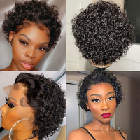 Perruque Pixie Cut Perruque Cheveux Humains Courts Pixie Curls Perruque Noeuds Blanchis Dentelle Frontale Pixie Curls Perruques Courtes