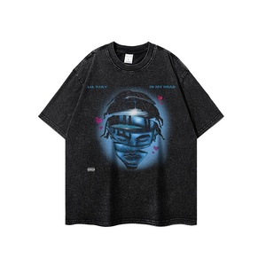 T-shirt à manches longues en coton délavé style hip-hop rétro américain, motif rap, pour hommes et femmes, marque de mode urbaine, effet vieilli - Product Image 5