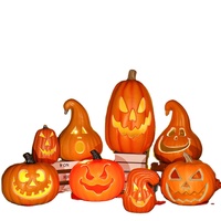 Grande citrouille d'Halloween lumineuse et amusante en plastique, décoration de festival, décoration de table intérieure