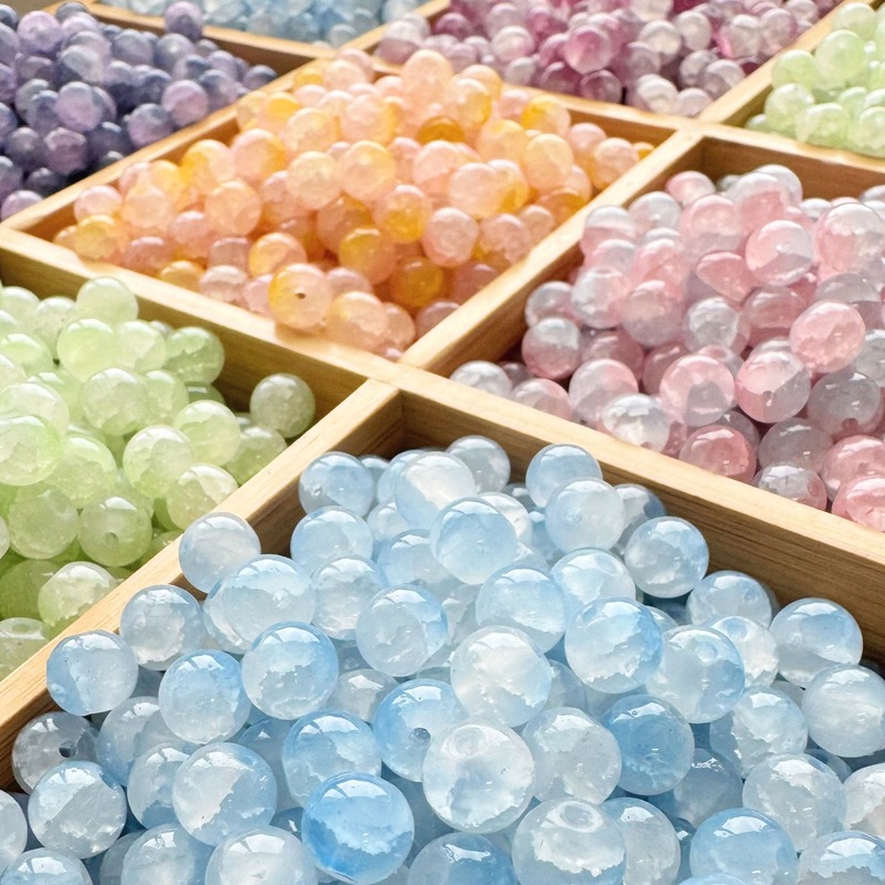 8mm Glass Beads Two Colors Round