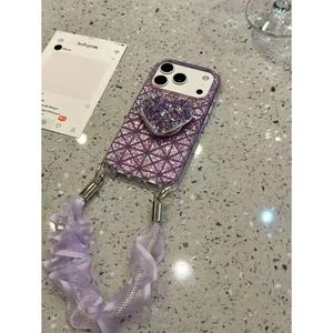 Coque de téléphone portable XP006 pour iPhone 18 Pro Max, motif créatif en verre, motif à carreaux, support cœur, compatible iPhone 17 et 16 - Product Image 3