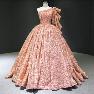 Nouvelle robe de bal de luxe de haute qualité Dream Sequin Puff Robes de mariée de princesse Robe de soirée asymétrique - Product Image 3