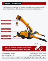 Grue araignée compacte de 5 tonnes, grue araignée portable avec télécommande pour la construction en extérieur
