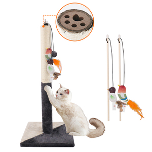 D国王莫登木猫树塔抓挠柱与天然剑麻绳和挂球玩具猫树 & 抓挠器 - Product Image 1