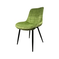 Chaise de salle à manger de luxe pour usage commercial, revêtement en tissu velours, dossier classique à carreaux, avec pieds en métal