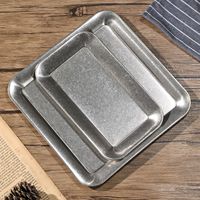 Plateau de service vintage industriel en acier inoxydable pour la restauration, plateau à collation rustique en métal pour cuisine, restaurant, barbecue - Fournisseur en gros