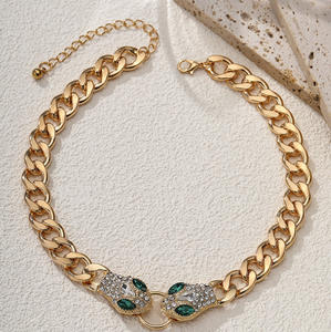 Haut de gamme femmes tête de serpent incrusté collier luxe motif géométrique lien chaîne conception religieux chrétien cadeaux alliage matériel - Product Image 1