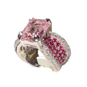 Elegante anillo de piedras preciosas de rubí vintage Chapado <span class=keywords><strong>en</strong></span> rodio con exquisito Ajuste de bisel para fiestas de moda - Product Image 1