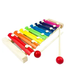 木制彩色8音符木琴手打击乐器钢琴乐器玩具
