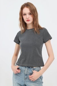 T-Shirt Vintage da Donna in <span class=keywords><strong>Cotone</strong></span> 100% da 240 Grammi, Top Corto Multicolore di Alta Qualità, Vendita all'Ingrosso - Product Image 3