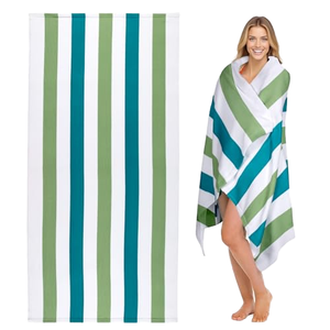 Serviette de plage surdimensionnée Ouxiaobai en microfibre, résistante au sable, 35x70 pouces, séchage rapide, légère, pour adulte, à fines rayures, anti-décoloration - Product Image 1