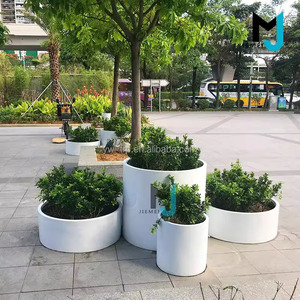 Pots à fleurs ronds modernes <span class=keywords><strong>en</strong></span> fibre de verre pour l'extérieur, <span class=keywords><strong>entrée</strong></span> de <span class=keywords><strong>porte</strong></span>, balcon, plantation de fleurs, <span class=keywords><strong>pot</strong></span> <span class=keywords><strong>en</strong></span> corten personnalisé - Product Image 5