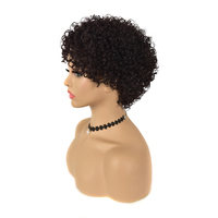 Perruque en cheveux brésiliens naturels pour femmes noires, perruque courte, cheveux crépus bouclés, coupe Pixie, sans Lace Front Wig
