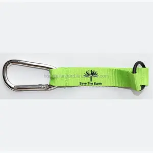 Promotional make your own logo woven short lanyard with carabiner hook custom printed carabiner keychains