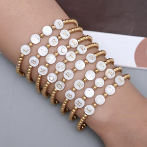 Horno de alta joyería, oro Real, concha que no se desvanece, pegamento de goteo de doble cara, letras en inglés, palabras, pulsera de acero inoxidable para regalo de mujer - Product Image 3