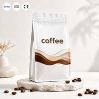 Sacs d'emballage pour café biodégradables et compostables, personnalisés, imprimés, en PE, résistants à l'humidité, avec fermeture éclair, fond carré