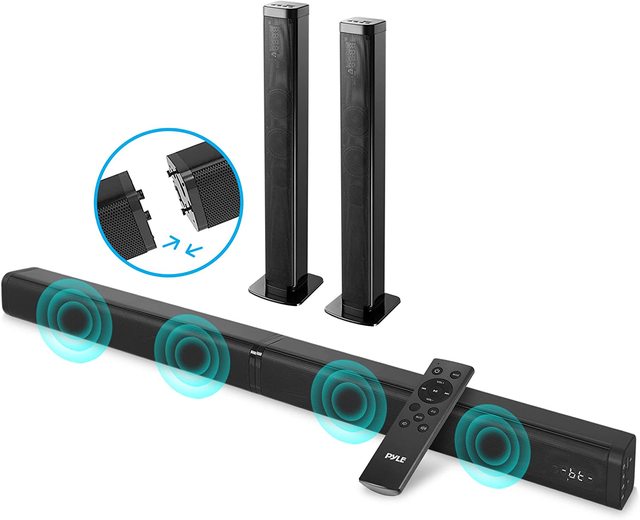 Home Convertible Soundbar with Blue Tooth - 2.0 Ch 39" Soundbar Stereo Speaker for TV,Detachable, Wall Mountable, Class D Stereo