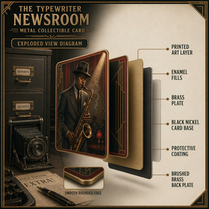 The Typewriter Newsroom - Juego de Tarjetas Coleccionables de Metal Grabado en Latón de Primera Calidad para Coleccionistas y Amantes del Arte del Periodismo Vintage - Product Image 5