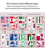 Tatouages temporaires imperméables à transfert d'eau avec drapeaux nationaux pour le sport et les fêtes