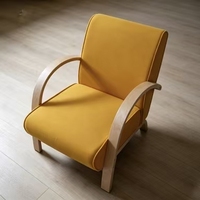 Chaise de salon en bois massif de style moderne avec revêtement en tissu de lin, fauteuil paresseux populaire pour salon – Offre spéciale