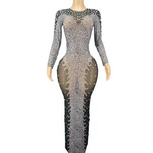 Đầm Maxi Nữ Dạ Tiệc Cocktail Pha Lê Xuyên Thấu Màu Đen Lấp Lánh ĐầM Dạ HộI Bodycon Gợi Cảm Đầm Nữ Đi Hộp Đêm Tiệc Sinh Nhật