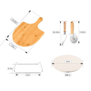 Juego de piedra para <span class=keywords><strong>Pizza</strong></span>, 6 unidades, 12 ", para parrilla y horno, pelar <span class=keywords><strong>Pizza</strong></span> de 12 pulgadas, estante de servicio y cortador de <span class=keywords><strong>Pizza</strong></span> y servidor de <span class=keywords><strong>Pizza</strong></span> - Product Image 2