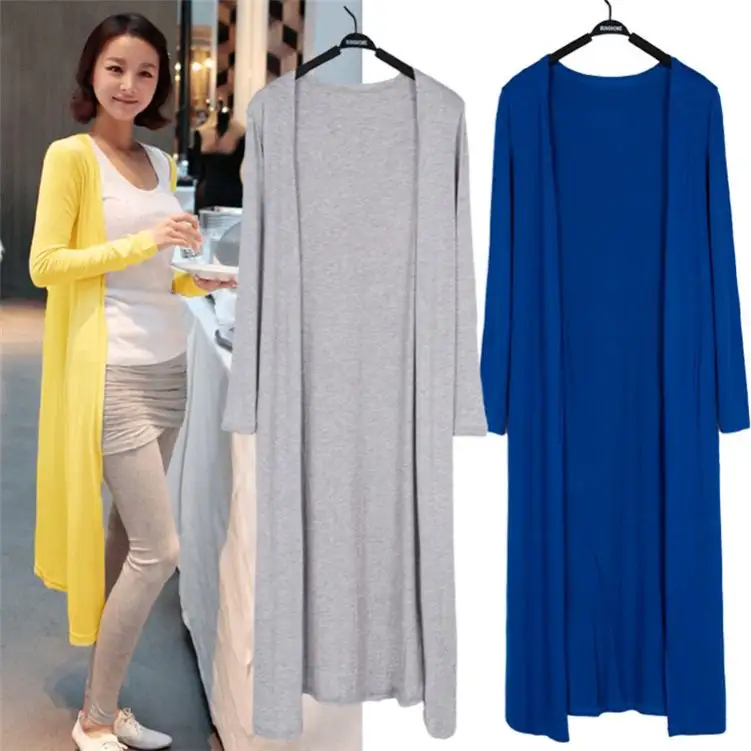 2021 Women's Casual Long Modal Cotton Sweater Cardigan Soft Comfortable Simple Solid Loose Thin Cardigan