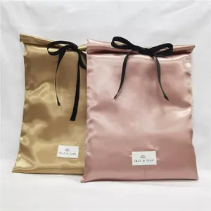 Vente en gros d'enveloppe en soie avec logo personnalisé or rose pochette d'oreiller anti-poussière sac d'enveloppe en soie de luxe pour sous-vêtements sac à vêtements