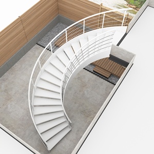 Escalera Curva <span class=keywords><strong>de</strong></span> Acero <span class=keywords><strong>para</strong></span> Exteriores con Barandilla <span class=keywords><strong>de</strong></span> Cable Cepillado, <span class=keywords><strong>Escaleras</strong></span> Metálicas Modernas <span class=keywords><strong>para</strong></span> Patio <span class=keywords><strong>de</strong></span> Villa, Jardín, Duraderas y Personalizadas - Product Image 3
